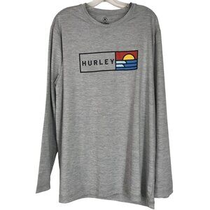 Hurley‎ Men's Long Sleeve UV Tee Size Large UPF 50+ Sun Protection Gray